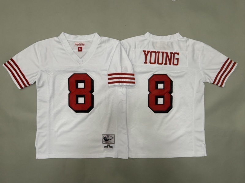 Youth San Francisco 49ers #8 Young White Throwback Limited Nike NFL Jersey 01